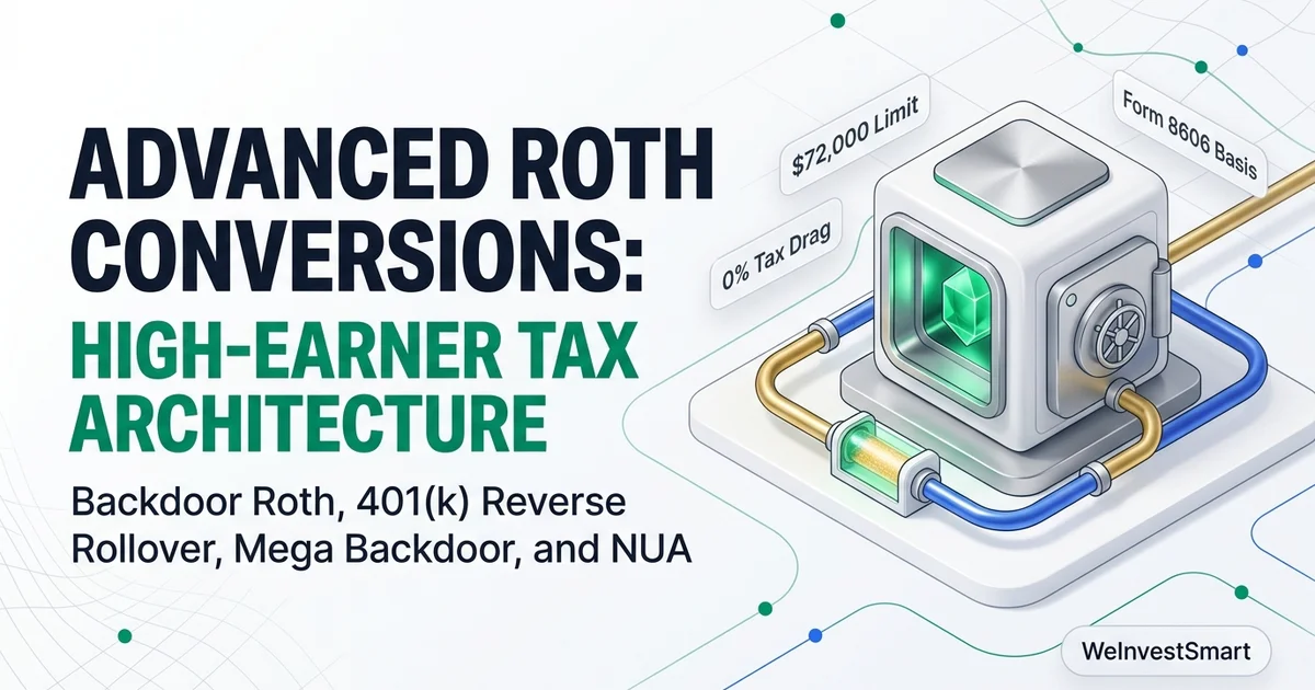 Advanced Roth conversion strategies diagram showing rollover pipelines and tax optimization frameworks