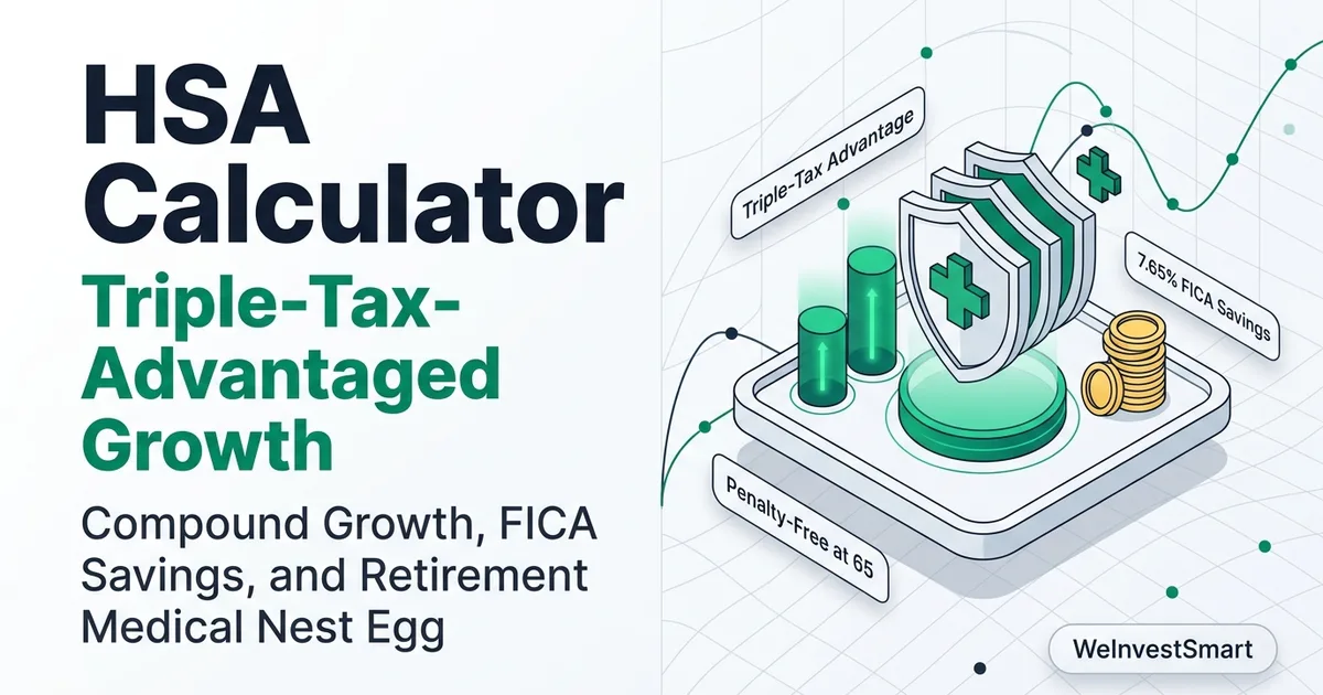 Health Savings Account (HSA) triple-tax advantage growth chart, medical receipts ledger, and retirement wealth compounding
