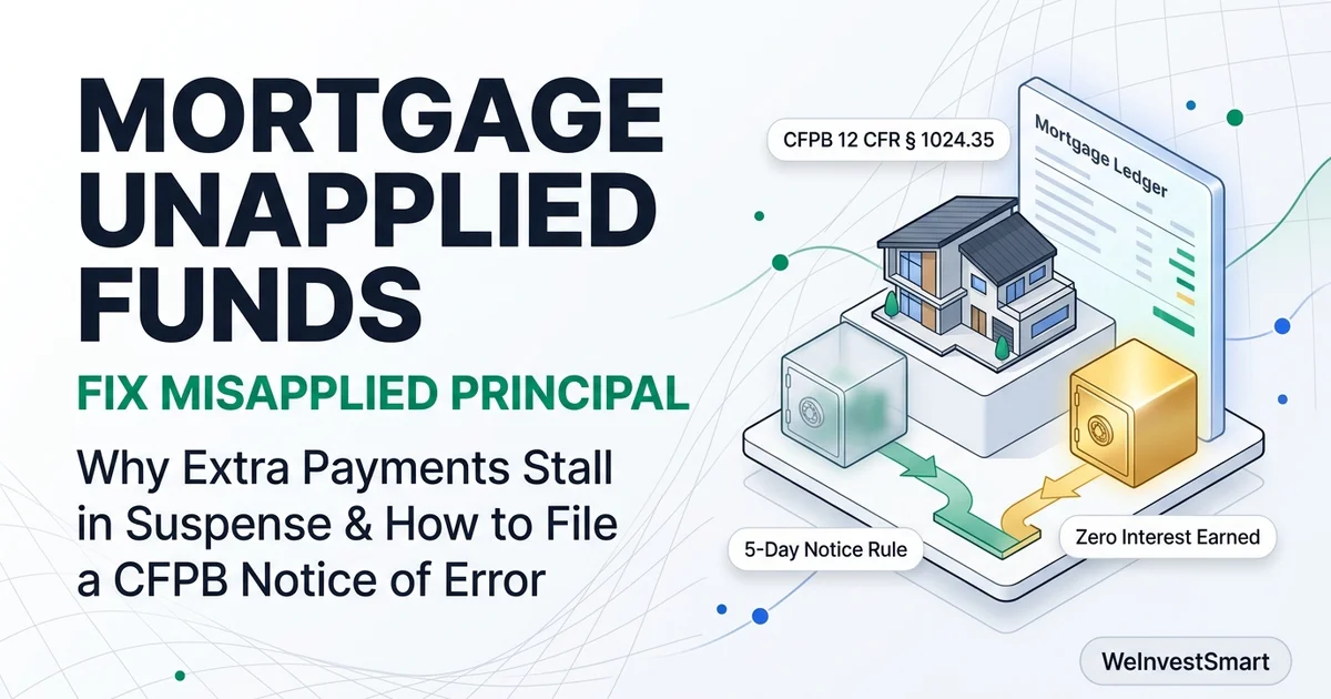Mortgage servicer unapplied funds and suspense account flow diagram showing how extra principal payments are misapplied