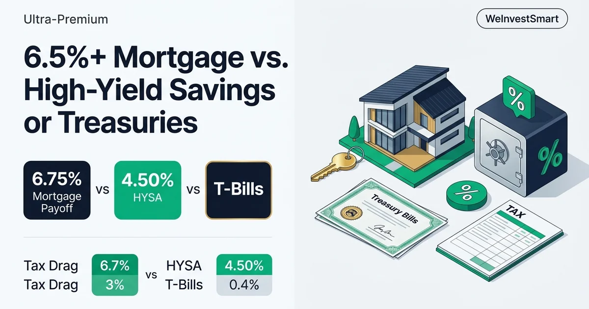 Paying off a 6.5 percent mortgage vs high-yield savings accounts and US Treasury bills after-tax yield comparison